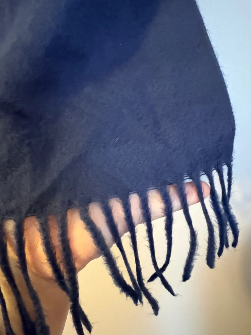 Christian Dior Cashmaire Blue Knit Vintage Scarf Fringe